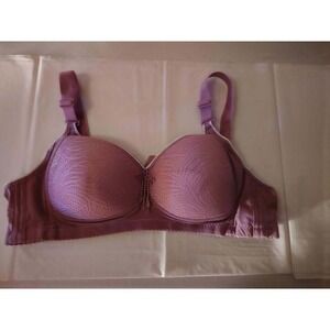 XL Purple‎ Bra Comfort Full Coverage Adjustable Straps Decorative Center